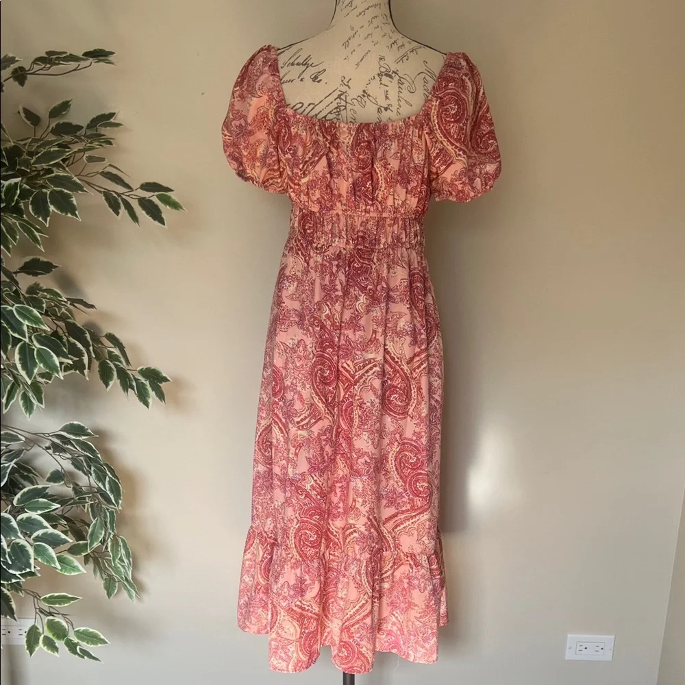Bog Collective Paisley Midi Dress in Pink Size Medium - Picture 4 of 5
